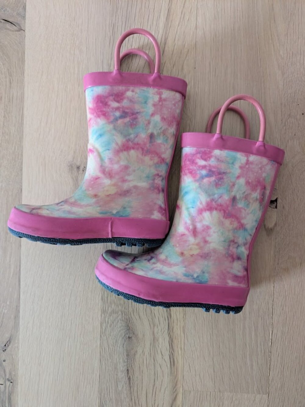 Cat & Jack Lennon Rain Boots, Pink Purple Tie Dye Girls Toddler Size 7 - Picture 2 of 4